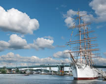 Göteborg Segelschiff im Hafen